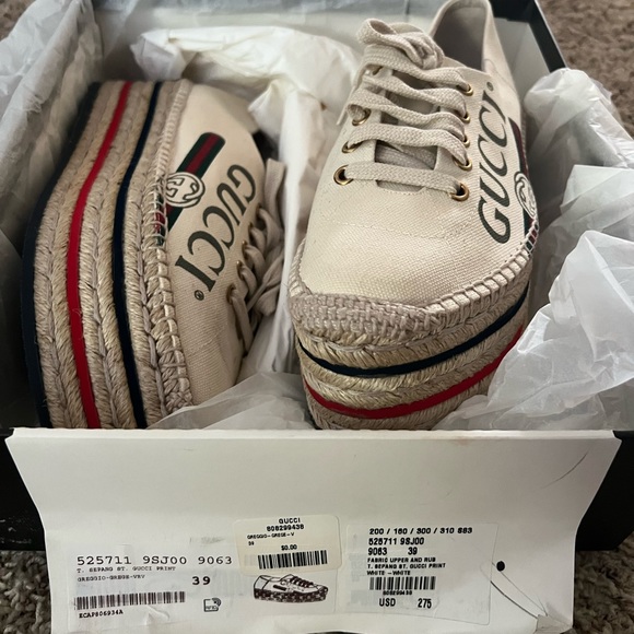 Gucci Shoes - BRAND NEW GUCCI Women’s Canvas Lace-up Espadrille with Logo Platforms